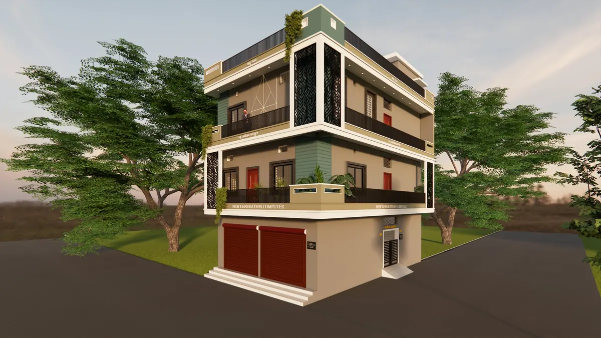 New Generation Computer Center campus corner view in daylight - NGC Chakarbhata, Bilaspur