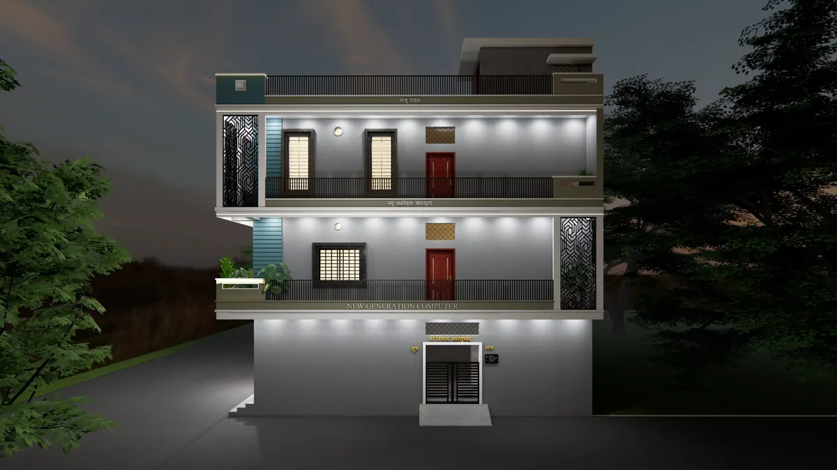New Generation Computer Center side entrance at night - computer coaching center Chakarbhata Bilaspur